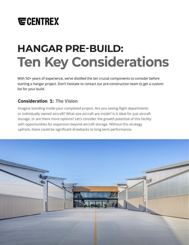 Hangar Pre-Build: 10 Key Considerations — Centrex planning guide